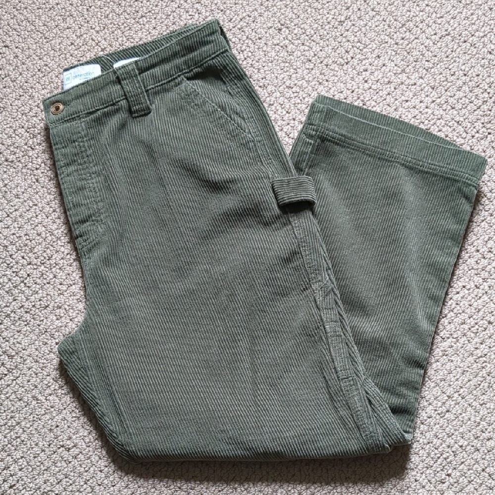 Utility Wide Leg Olive Drab Corduroy Pants